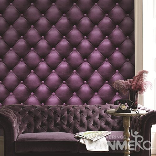 HANMERO 3D Sofa Purple Embossed Vinyl Wall Paper Murals 0.53*10M/Roll Home Decor
