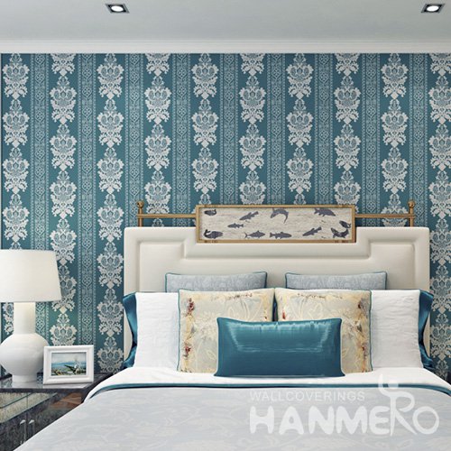 HANMERO European Dark Green Embossed Vinyl Wall Paper Murals 0.53*10M/Roll Home Decor