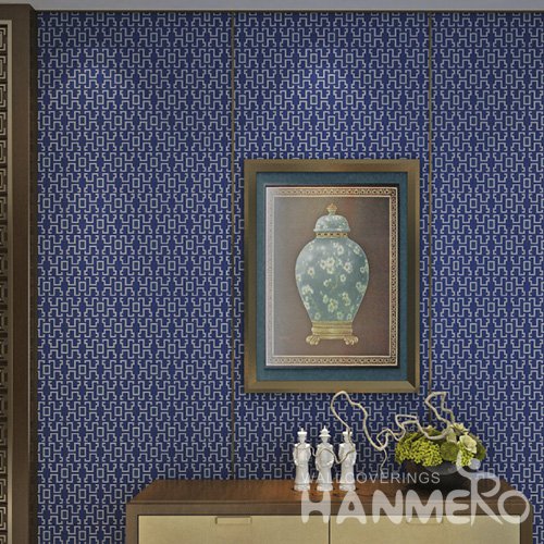 HANMERO Modern Blue Embossed Vinyl Wall Paper Murals 0.53*10M/Roll Home Decor