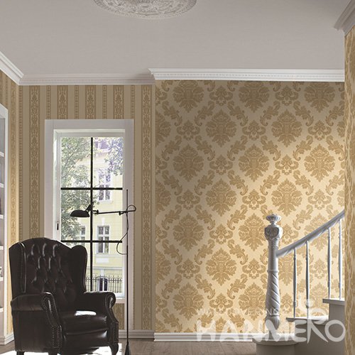 HANMERO European Gold Embossed Vinyl Wall Paper Murals 0.53*10M/Roll Home Decor