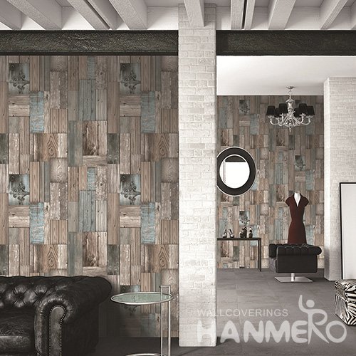 Hanmero Modern 3D Wood Embossed PVC Wallpaper 0.53*10M/Roll Interior Home
