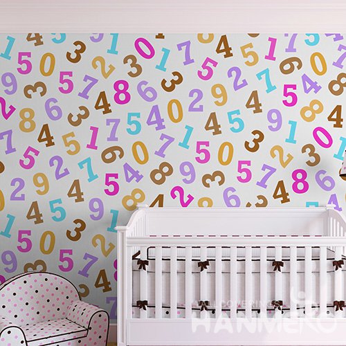 HANMERO Kids Cartoon Number Printed Non woven Wallpaper For Baby Interior Room