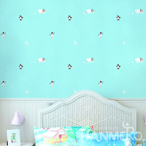 HANMERO Kids Cartoon Blue Printed Non woven Wallpaper For Baby Interior Room