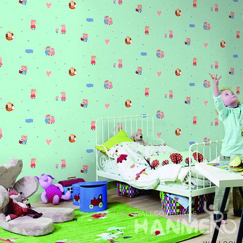 HANMERO Kids Cartoon Light Green Printed Non woven Wallpaper For Baby Interior Room