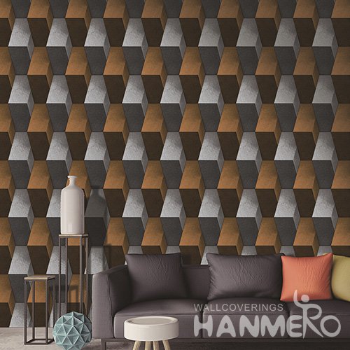 Hanmero Modern 3D Geometric Embossed PVC Wallpaper 0.53*10M/Roll Interior Home