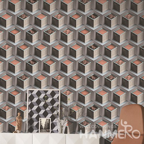 Hanmero Modern 3D Geometric 3D Embossed PVC Wallpaper 0.53*10M/Roll Interior Home