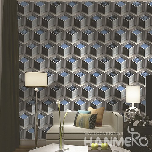 Hanmero Modern 3D Geometric 3D Embossed PVC Wallpaper 0.53*10M/Roll Interior Home