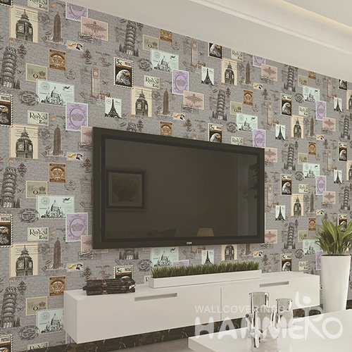 Hanmero Modern 3D Buildings Scenery Embossed PVC Wallpaper 0.53*10M/Roll Interior Home