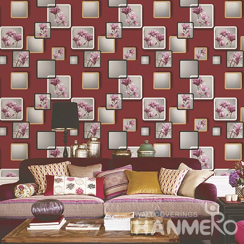 Hanmero Modern 3D Geometric Flower Embossed PVC Wallpaper 0.53*10M/Roll Interior Home