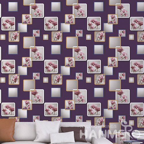 Hanmero Modern 3D Geometric Flower Embossed PVC Wallpaper 0.53*10M/Roll Interior Home