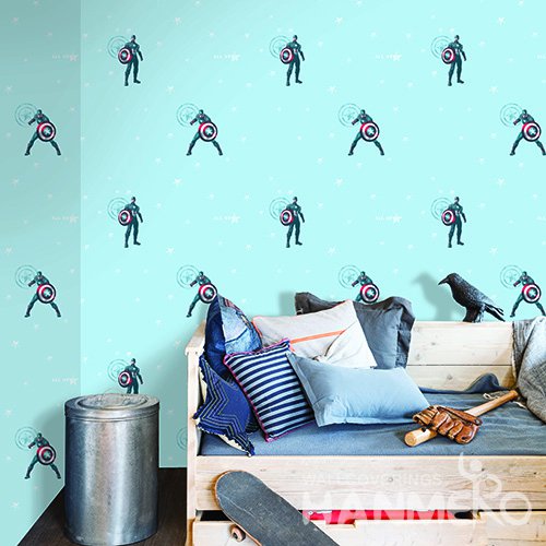 HANMERO Kids Cartoon Blue And Red Printed Non woven Wallpaper For Baby Interior Room