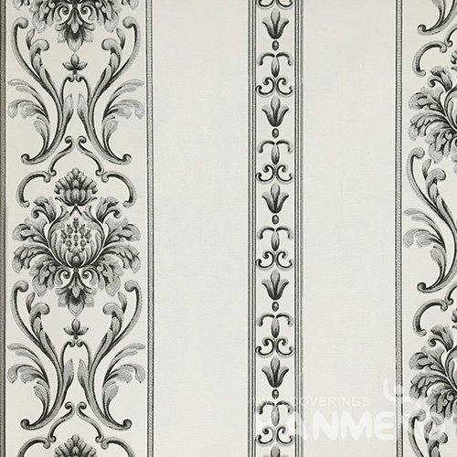Hanmero Home Decoration Cream Floral With Stripe European Vinyl Embossed Wallpaper 0.53*10M/Roll