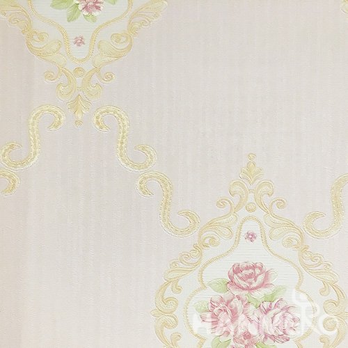 Hanmero Home Decoration Pale Pink Floral European Vinyl Embossed Wallpaper 0.53*10M/Roll