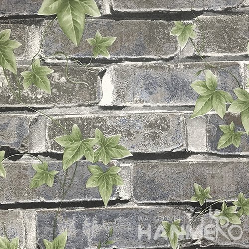 Hanmero Home Decoration Dark Grey Brick Pastoral Vinyl Embossed Wallpaper 0.53*10M/Roll