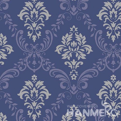 HANMERO PVC Floral Blue European Embossed Wallpaper 0.53*10M/Roll For Interior Room