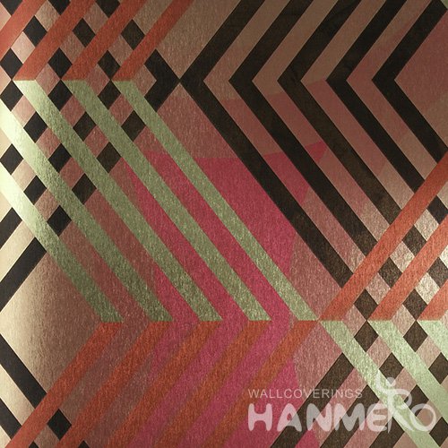 HANMERO PVC Modern Geometric Multi Color Metallic Wallpaper For Interior Wall Decor