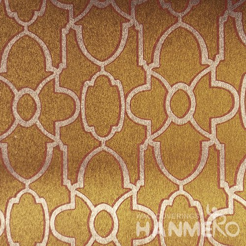 HANMERO PVC Chinese Style Floral Yellow Metallic Wallpaper For Interior Wall Decor