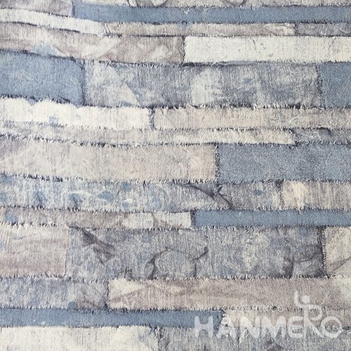 HANMERO Modern Brick Blue PVC Inhibit Foaming Wallpaper Decoration For Wall