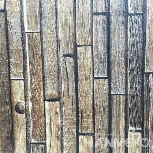 HANMERO New 3D PVC Foaming Modern Wood Wallpaper 0.53*10M/Roll With SGS