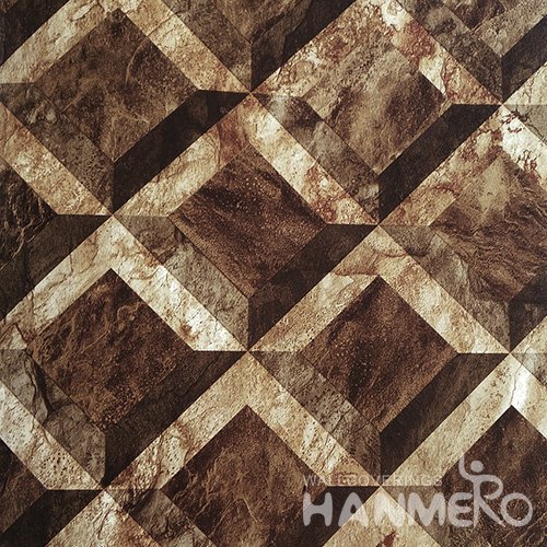 HANMERO Modern 3D Geometric Brown  PVC Inhibit Foaming Wallpaper Decoration For Wall