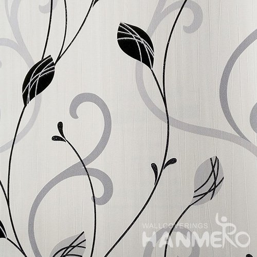 HANMERO Modern Embossed Black Vinyl Wallpaper With Leaf For Interior Wall