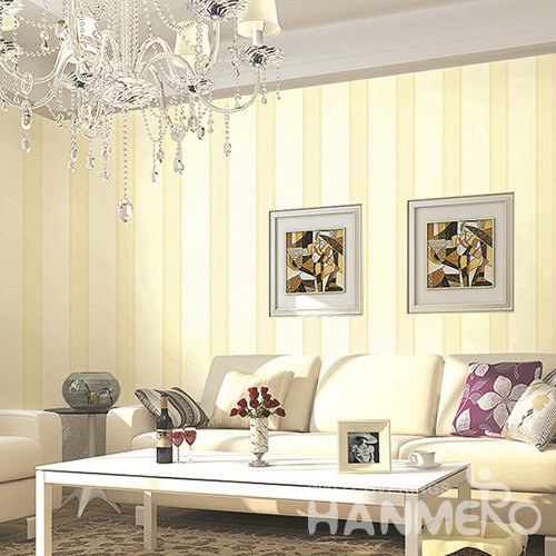 HANMERO Wall Decoration European PVC Foam Stripes Yellow Room Interior Wallpaper