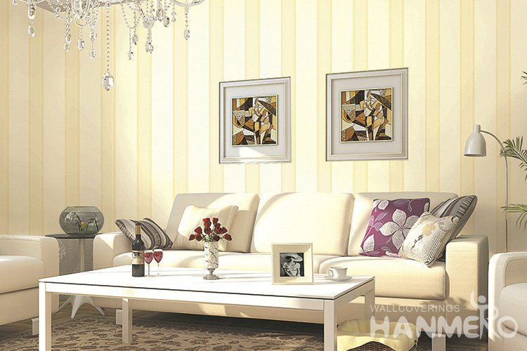 HANMERO Wall Decoration European PVC Foam Stripes Yellow Room Interior  Wallpaper