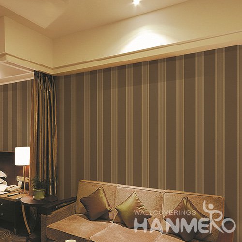 HANMERO Wall Decoration European PVC Foam Stripes Brown Room Interior Wallpaper