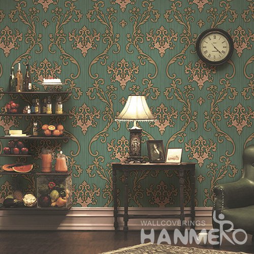 HANMERO Wall Decoration European PVC Foam Floral Green Room Interior Wallpaper