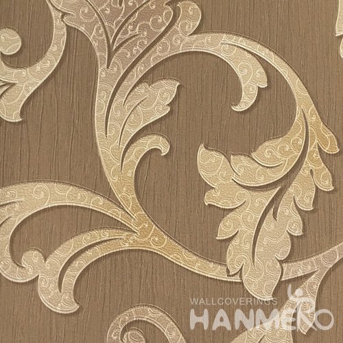 HANMERO European Deep Embossed PVC Brown Floral Wallpaper 580g 0.53*10M/Roll