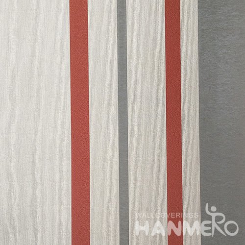 HANMERO Modern Embossed Red And Grey Vinyl Wallpaper With Stripes For Interior Wall