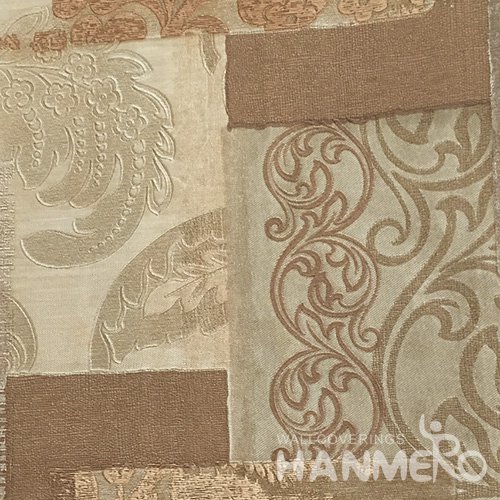 HANMERO European Deep Embossed PVC Brown Floral Wallpaper 580g 0.53 0M Roll