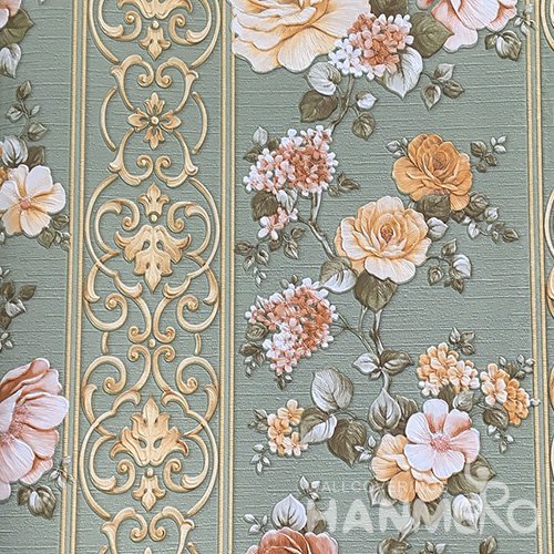 HANMERO Pastoral Deep Embossed PVC Multicolor Floral Wallpaper 580g 0.53*10M/Roll