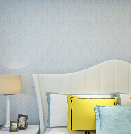 HANMERO PVC Blue European Style Floral Embossed Wallpaper For Room