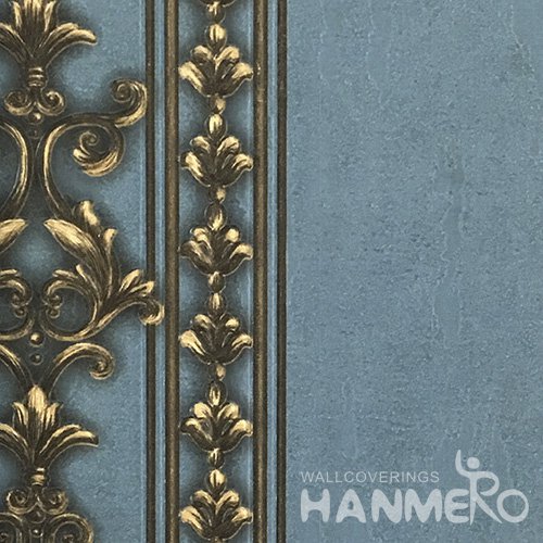 HANMERO Interior European 1.06*15.6M/Roll PVC Blue Embossed Wide Wallpaper Decor