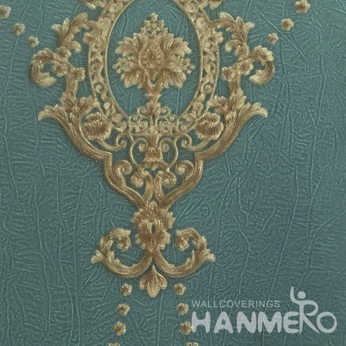 HANMERO Interior European 1.06*15.6M/Roll PVC Dark Green Embossed Wide Wallpaper Decor