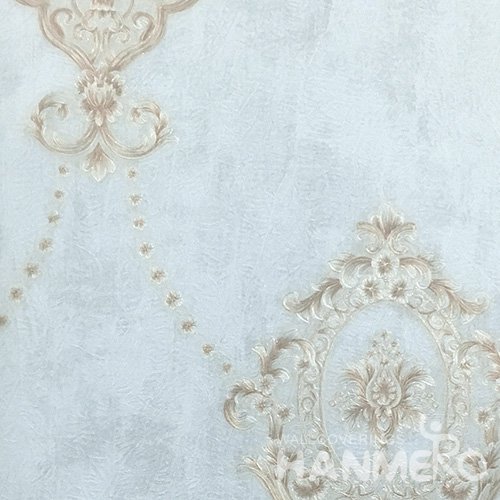 HANMERO Interior European 1.06*15.6M/Roll PVC Blue Embossed Wide Wallpaper Decor
