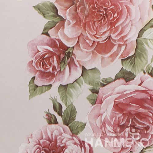 HANMERO Rural PVC Embossed With Pink Embossed Wide Korean Wallpaper 1.06*15.6M/Roll