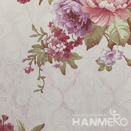 HANMERO Rural PVC Embossed With Pink Embossed Wide Korean Wallpaper 1.06*15.6M/Roll