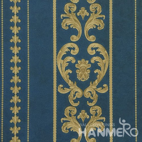 HANMERO Wide Size 1.06*15.6M/Roll PVC Embossed European Blue Embossed Korean Wallpaper