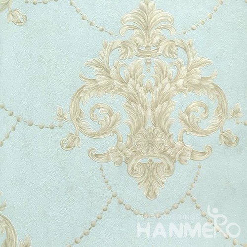 HANMERO Wide Size 1.06*15.6M/Roll PVC Embossed European Blue Embossed Korean Wallpaper