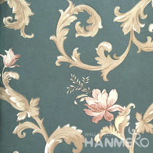 HANMERO Wide Size 1.06*15.6M/Roll PVC Embossed European Green Embossed Korean Wallpaper