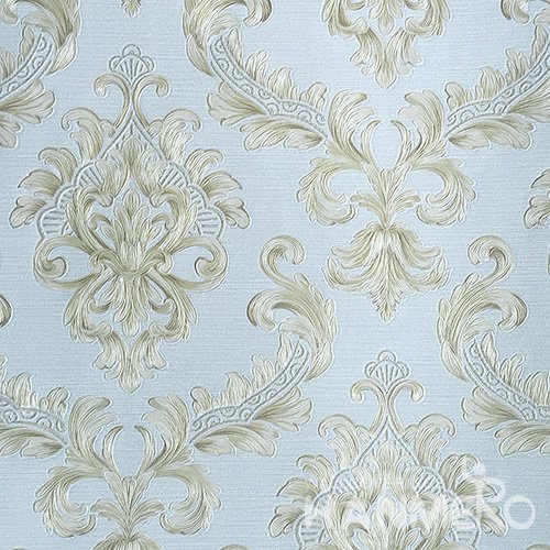 HANMERO European Vinyl Embossed Floral Blue Wallpaper For Bedding Living Room