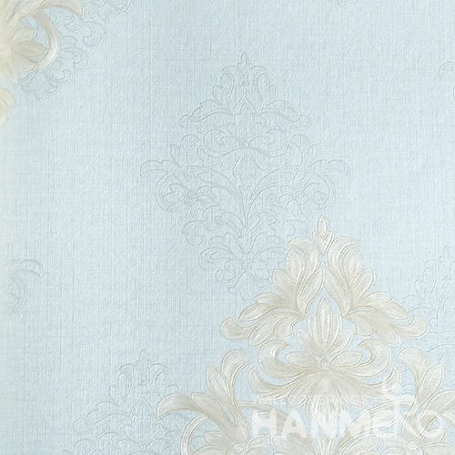 HANMERO European Vinyl Embossed Floral Blue Wallpaper For Bedding Living Room