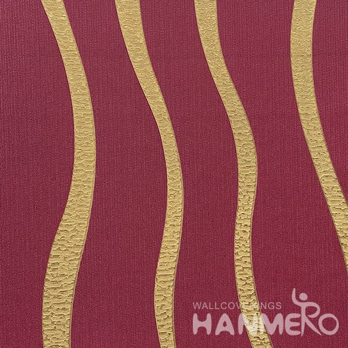 HANMERO Modern  0.53*10M/Roll PVC Wallpaper With Red Stripes Embossed Surface