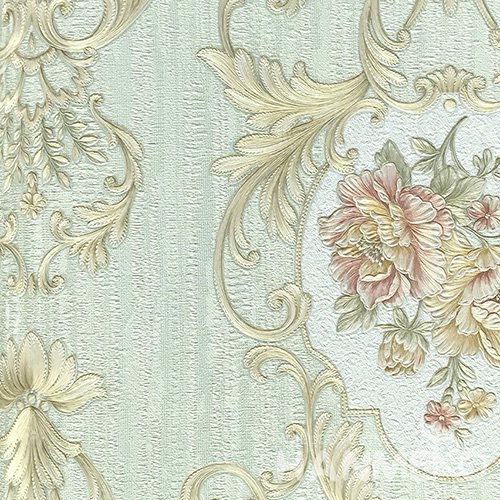 HANMERO Hot Selling 1.06*15.6M/Roll European PVC Embossed Green Floral Home Decorative Wallpaper
