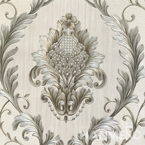 HANMERO Hot Selling 1.06*15.6M/Roll European PVC Embossed Grey Floral Home Decorative Wallpaper