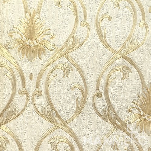 HANMERO Hot Selling 1.06*15.6M/Roll European PVC Embossed Yellow Floral Home Decorative Wallpaper