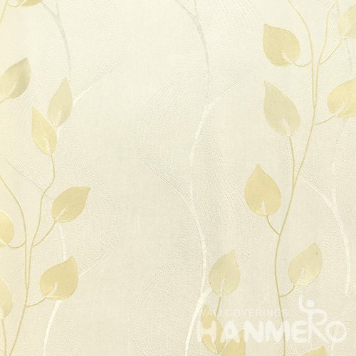 HANMERO New Pastoral  0.53*10M/Roll Yellow PVC Embossed Leaf Wallpaper For Interior