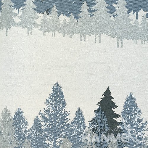 HANMERO New Pastoral  0.53*10M/Roll Blue PVC Embossed Tree Wallpaper For Interior
